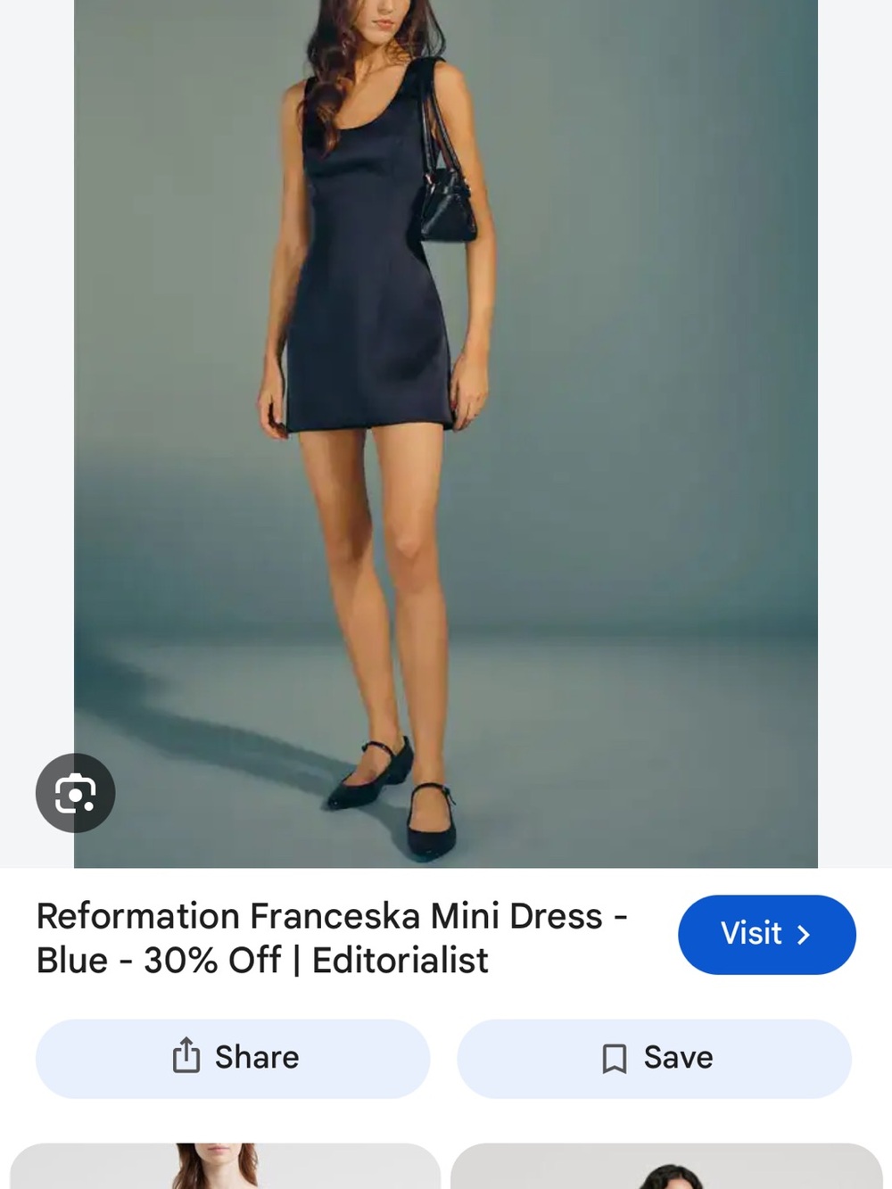 Reformation Navy Franceska Mini Dress, size 8